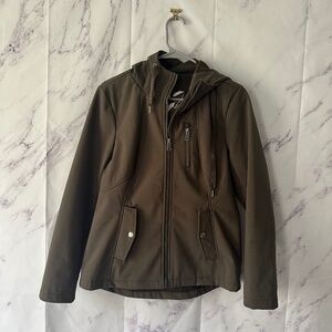 SEBBY - DARK OLIVE GREEN/GRAYISH FULL ZIP JACKET WOMENS MEDIUM